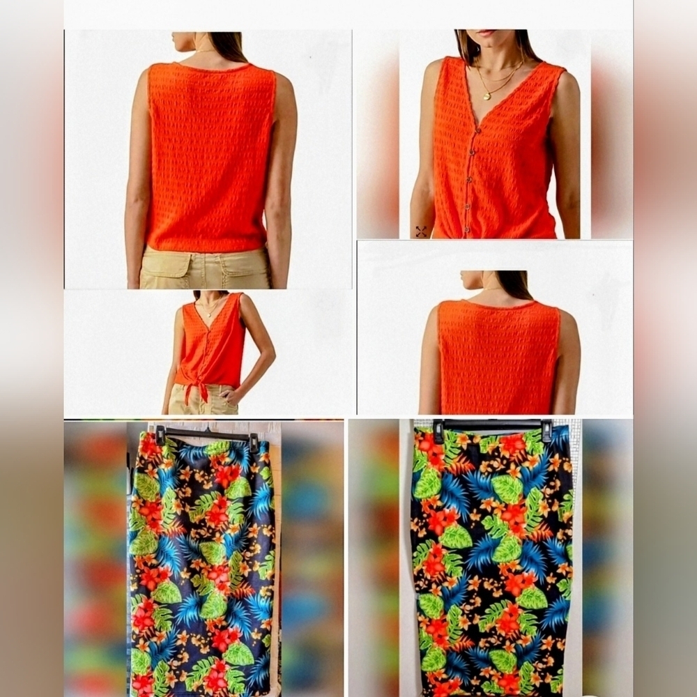 Boho Colorful Floral Pencil Skirt - Picture 4 of 5